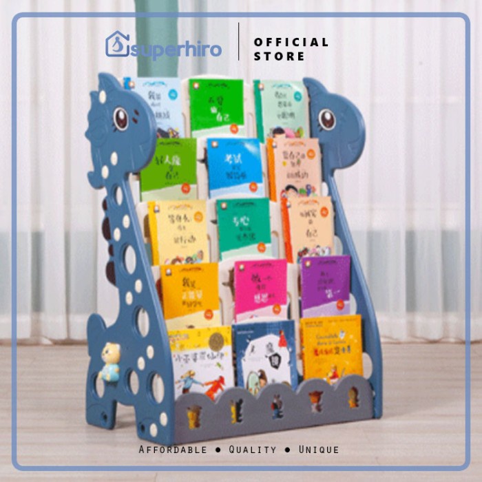 Rak Buku Anak 4 Tingkat Kid Bookshelf Rak Dekoratif Jerapah Boy Girl