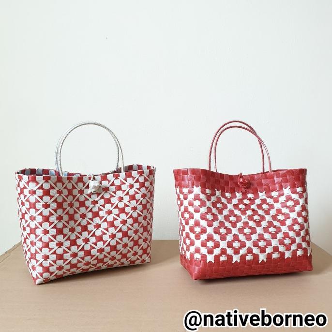 Marla Bag (merah) - Tas Anyaman Merah, Tas Hampers Imlek Natal Anyam