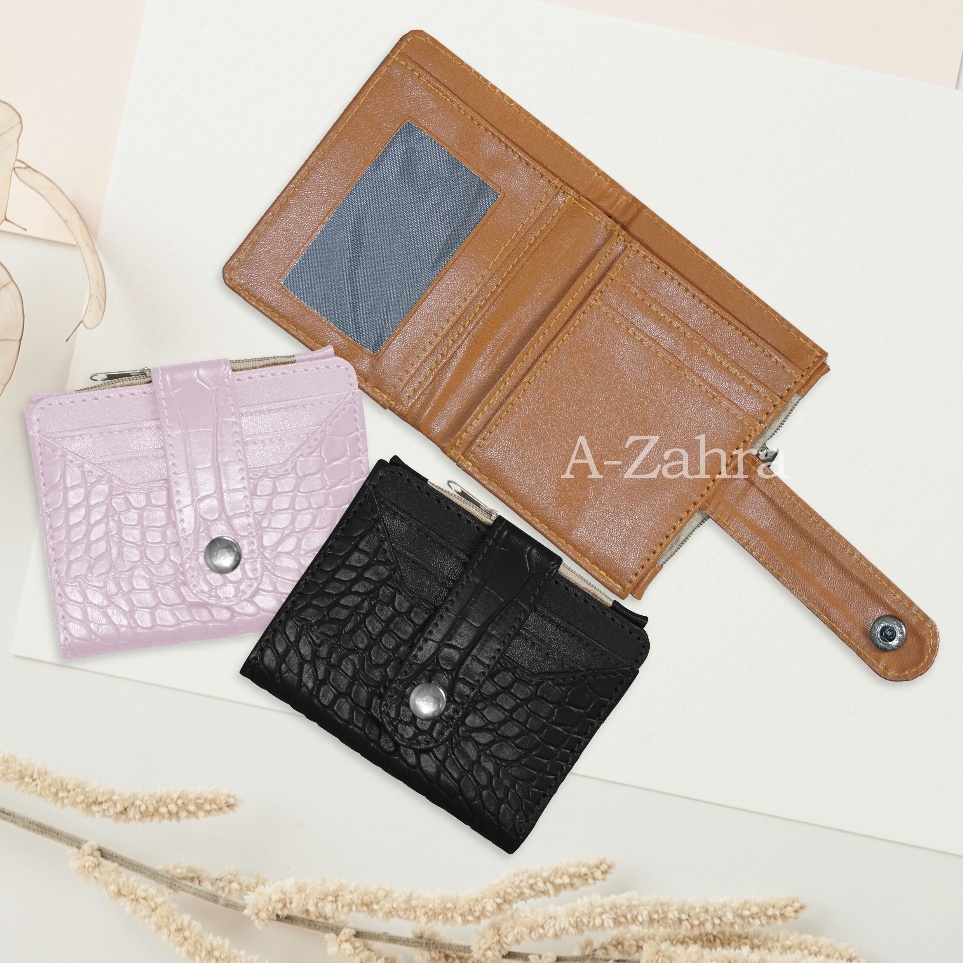 Laris☈ A-ZAHRA 027  DOMPET GENIE CROCO KANCING / DOMPET MINI KARTU / DOMPET CROCO LIPAT MINI / GEMPI