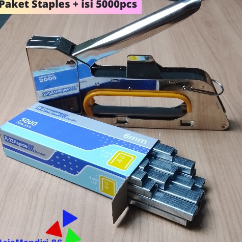 

FZFF7419 Staples Tembak R23 Paket + Isi 5000pcs Gun Tacker Stapler Staples Perekat Powerfull YUKIDO