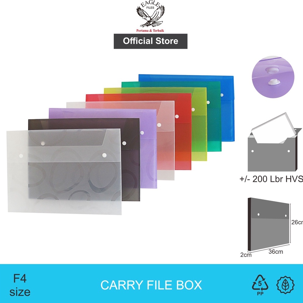 

Terbaik.. EAGLE Carry File Box Transparan Tebal 2 CM F4 (Folio) / Tas Dokumen / Map Dokumen 2 Kancing PDN