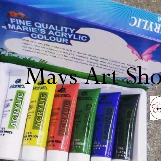 

(O.❤❣ZO] Cat Akrilik Set Lukis Maries Isi 6 Warna Dasar x 30 ml / Marie's Acrylic Paint Color 6x30 ml No 81306B Colour 6x30ml Anak / Profesionalamanah..