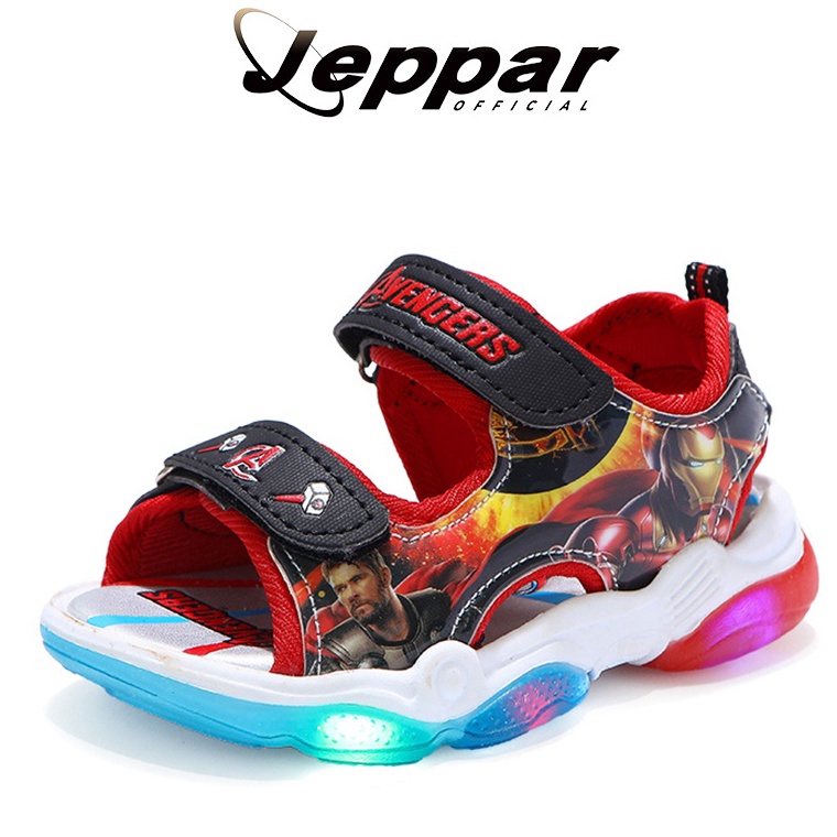 Paling Dicari.. Jeppar Kids - Sepatu Sandal LED Anak Laki-Laki & Perempuan IRONMAN - kualitas Import