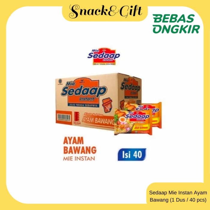 

Sedaap Mie Instan Ayam Bawang 1Dus isi 40 pcs