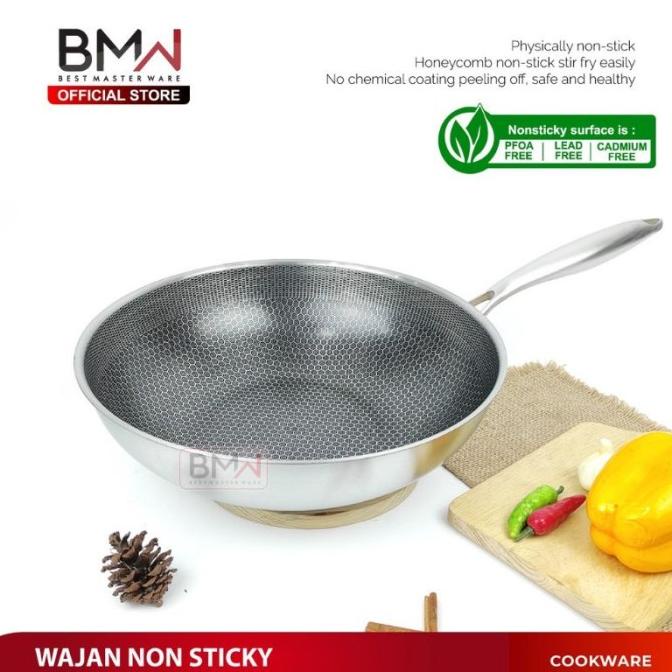 ><><><] BMW Frypan Marble Frypan Gagang Motif laba 34cm Anti Lengket BATAM
