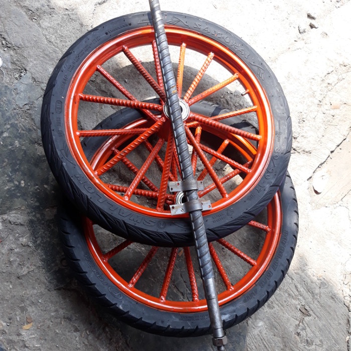 Roda Gerobak Dorong 1Set Ruji Besi 8Besar Ring 17Inch Roda Kastor Ban