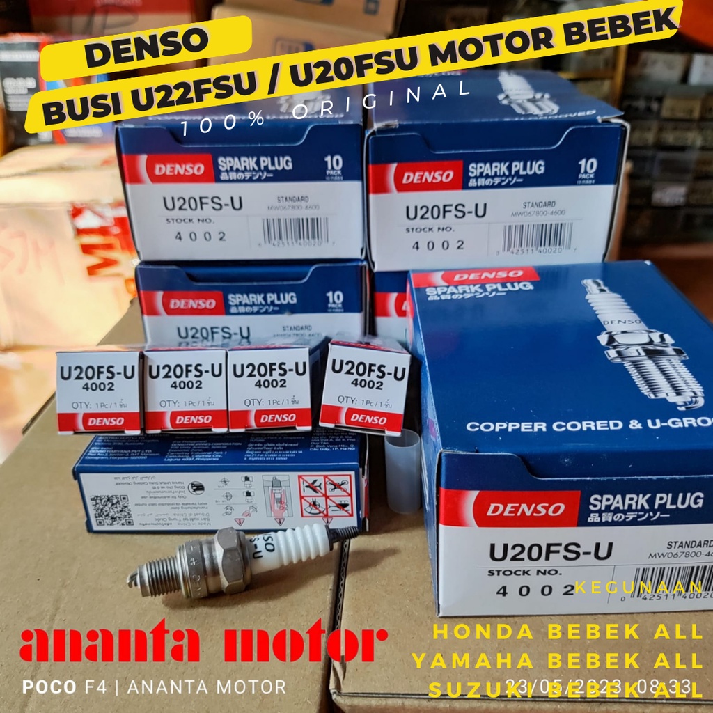 RWER-80 Busi Denso U22FSU/U20FSU seful 100% ASLI ORI Bebek Supra Fit, Shogun, Astrea U22FSU/U20FSU o