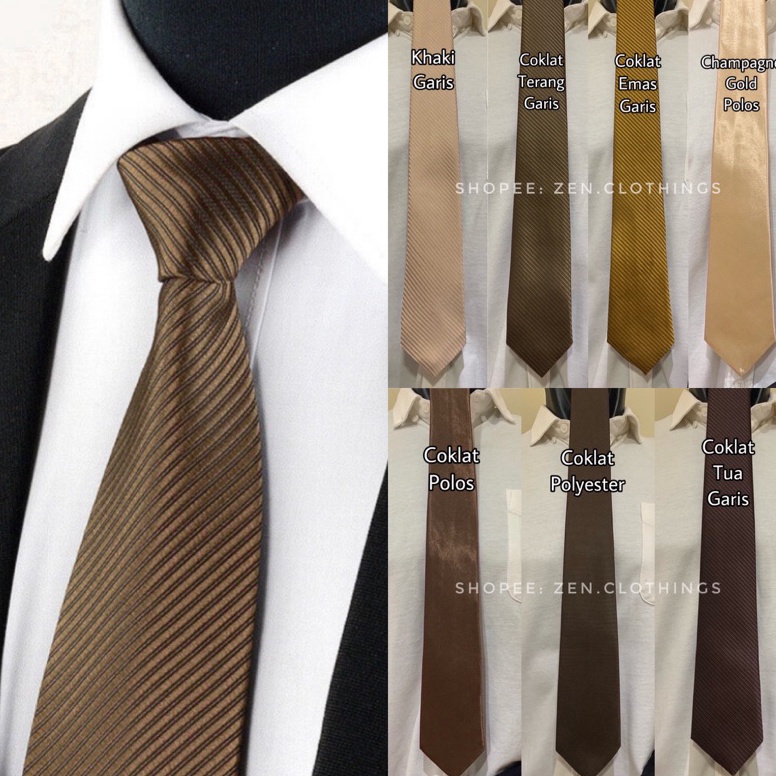 HARGA TERMURAAH Dasi Panjang Pria Dewasa Warna Khaki Coklat Terang Muda dan Cokelat Tua Gelap dan Co