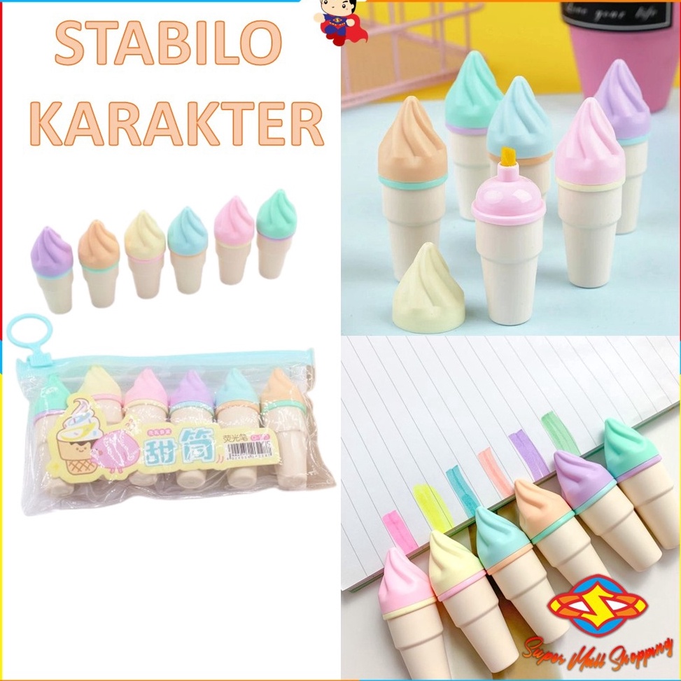 

Terbaru 4.4 SMS HighLighter Es Krim Cone 1 Set 6 Pcs Free Pouch Highliter Es Krim Cone Stationery Lucu Unik Penanda Buku Warna Warni Kado Viral Termurah