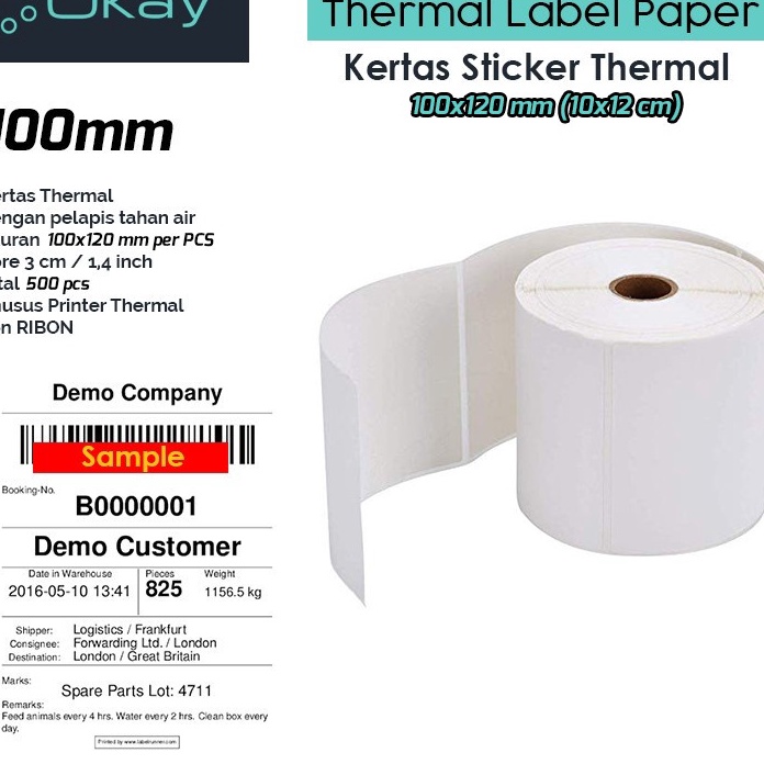 

WMMJ9334 TERBARU OKAY kertas thermal label 100X120 mm Sticker label Isi 500 pcs