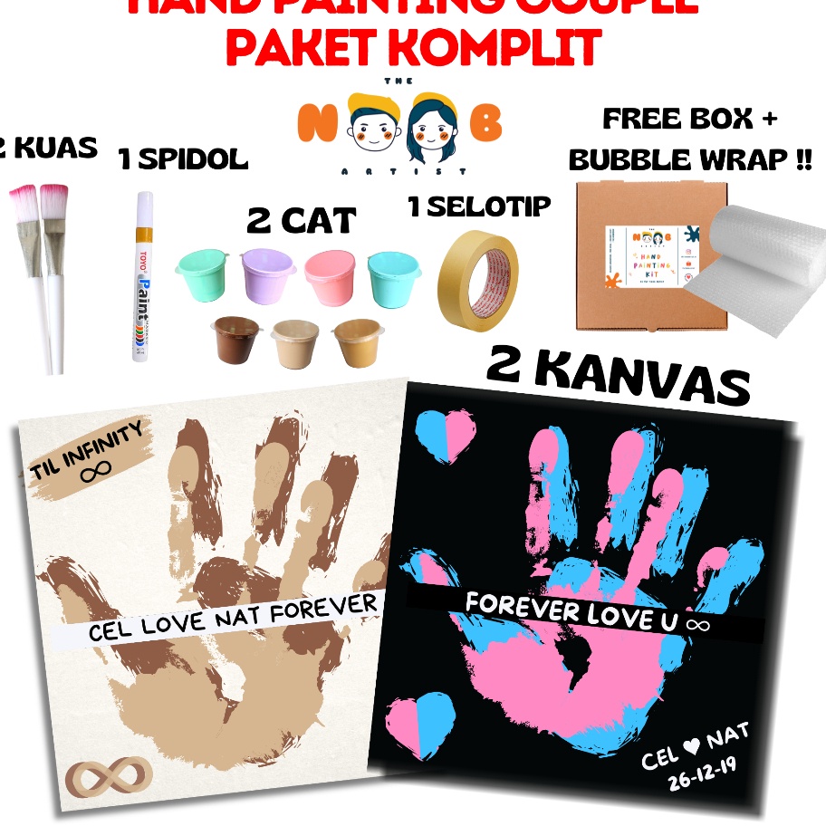 

(5.☞S☆] Hand Painting Kit Canvas By The Noob Artist | Kanvas Cap Tangan Couple | Canvas 20x20 cm | Kanvas Lukis Tangan Couple banyak dimiinati❤