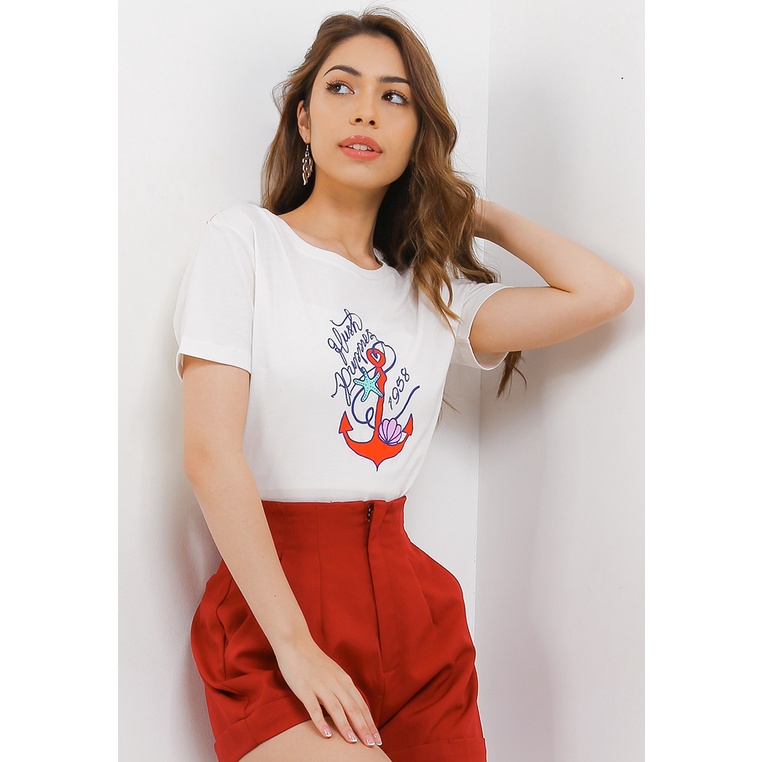 Kaos Hush Puppies Original Wanita T-Shirt Warna putih Wisuda Ori Terlaris Mayyas Nautical Graphic Te