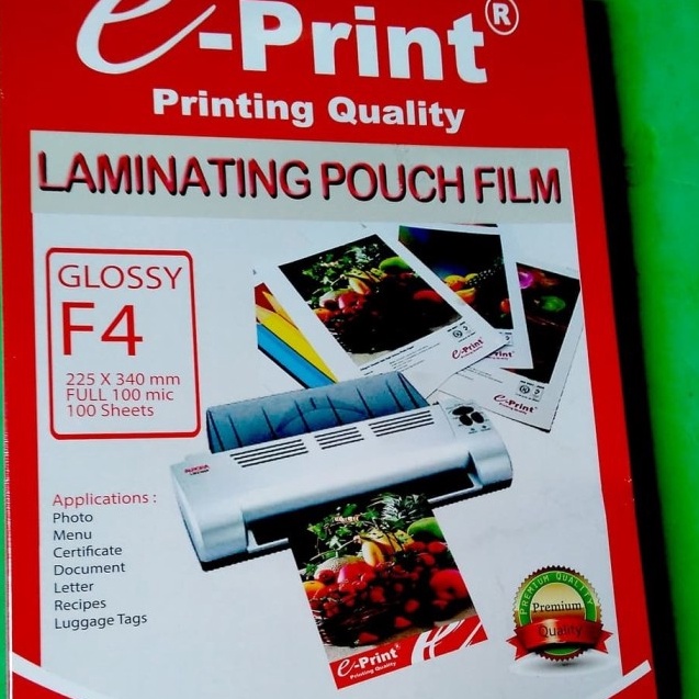 

Termurah Laminating pouch F4 e-print