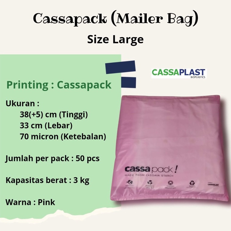 

Mailer Bag Cassaplast Size Large polymailer pembungkus online ramah lingkungan packaging olshop bukan plastik kantong singkong packing online 64