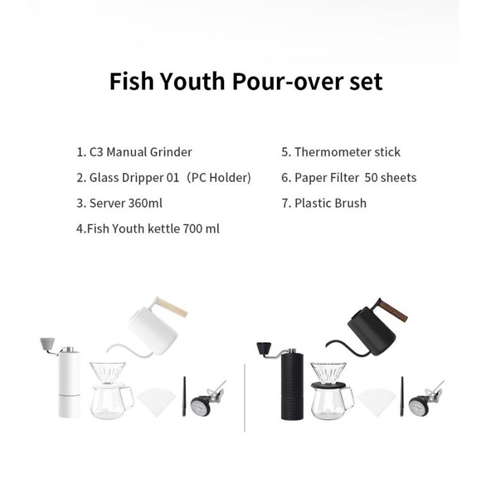 Timemore C3 pour over set fish youth black white hampers gift box