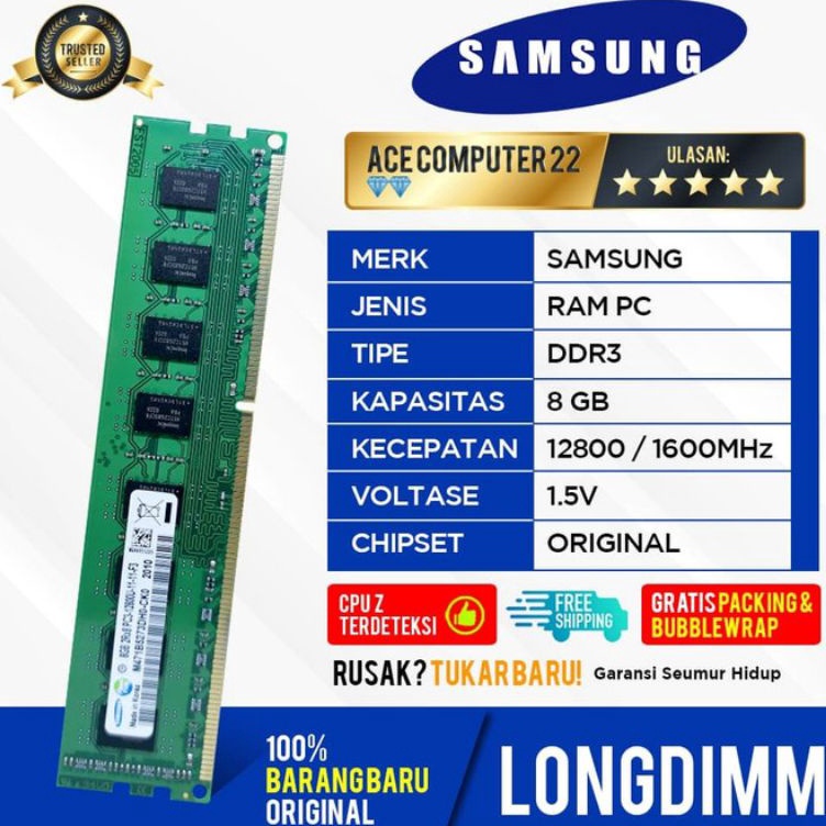 ➫➻❀✺ SAMSUNG LONGDIMM DDR3 8GB PC 12800