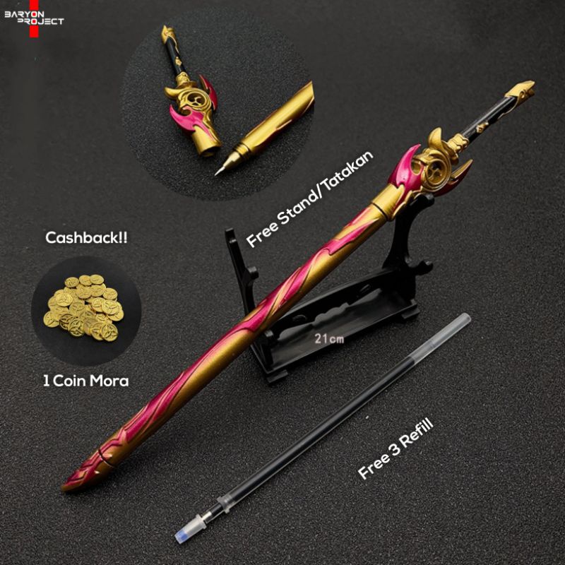 Pena Pulpen Model Weapon Genshin Impact Mistsplitter Reforged Ayaka Koleksi