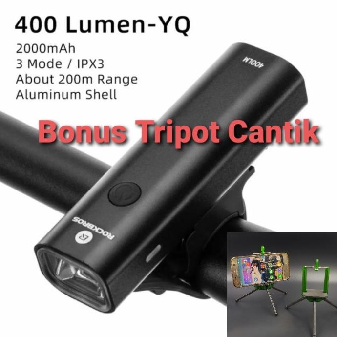Lampu sepeda led ROCKBROS YQ-QD400 Bike Light 400LM - 400 lumen