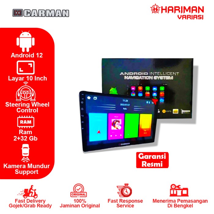 Bestseller Head Unit Double Din Carman Samba Android 10 Inch Ram 2Gb+32Gb