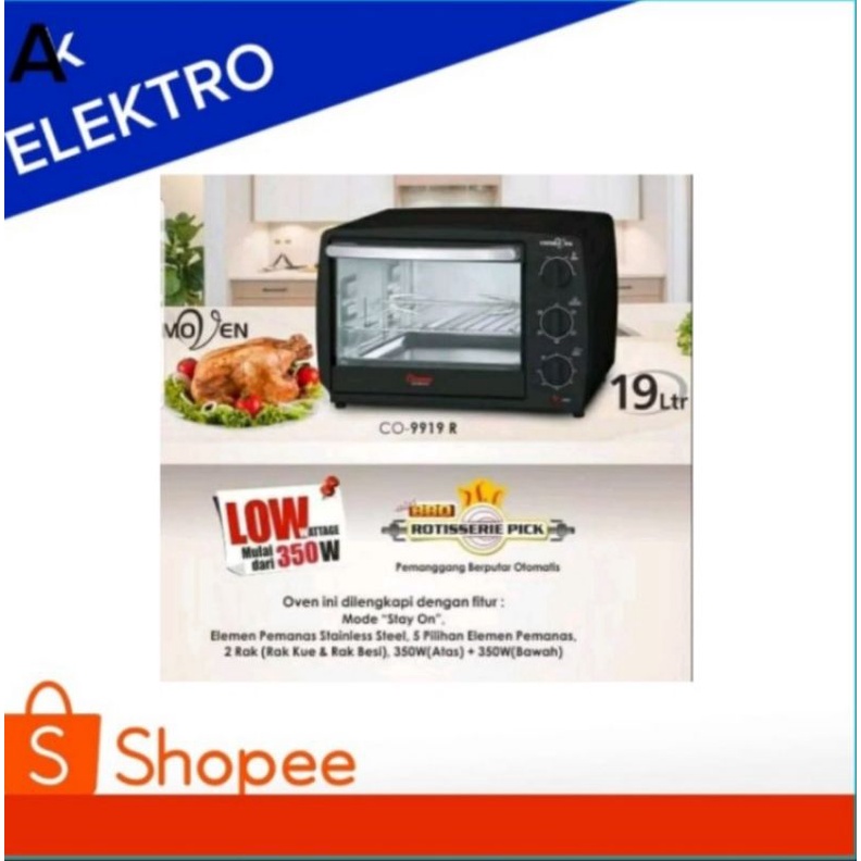 Oven Cosmos listrik low watt Co 9919 r / Cosmos oven 19 liter Co-9919r