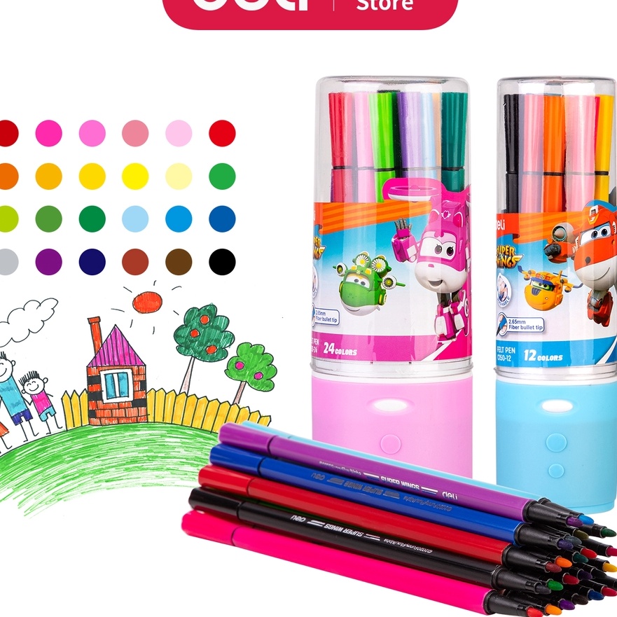 

(❤❦N.NP> Deli Super Wings Felt Pen / Spidol Warna 12/24 Warna Kemasan Tabung EC150-12 EC150-24 trendiing.!!