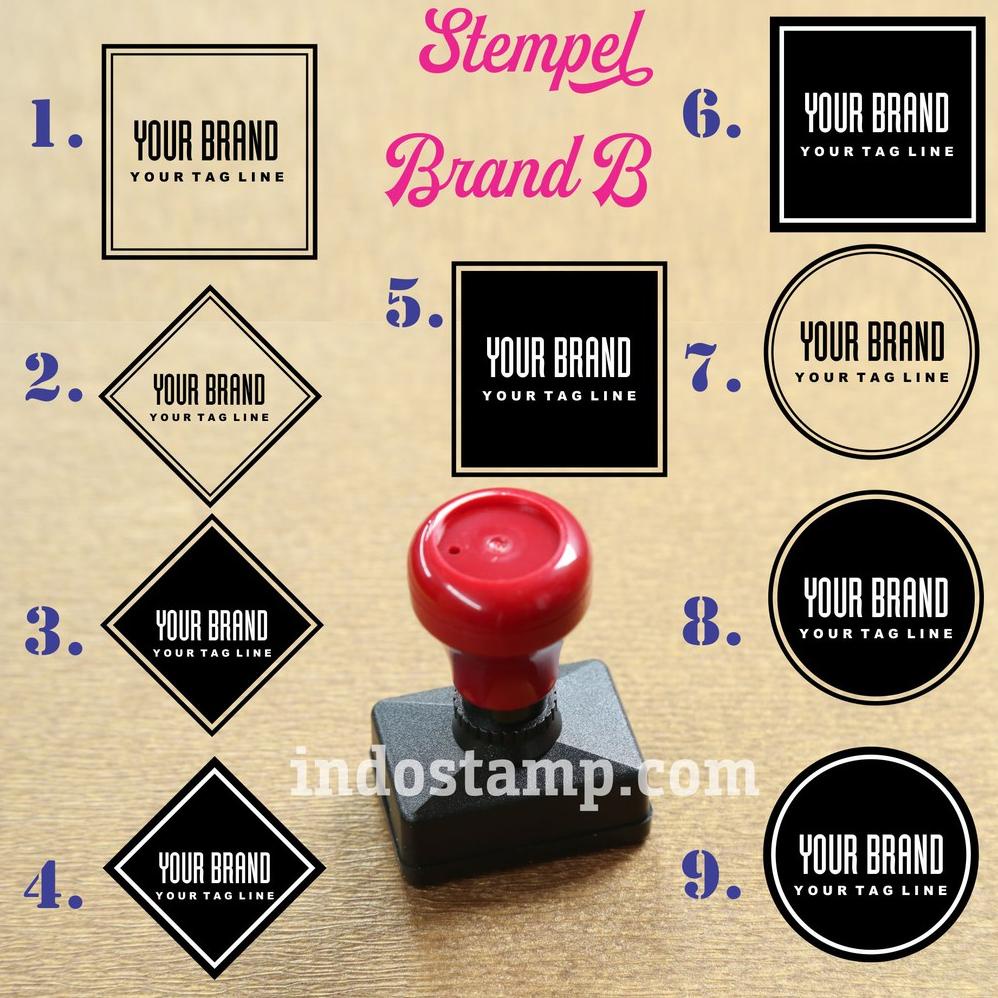

ERA031 stempel nama brand logo toko minimalis sederhana simple bulat kotak flash stamp +++