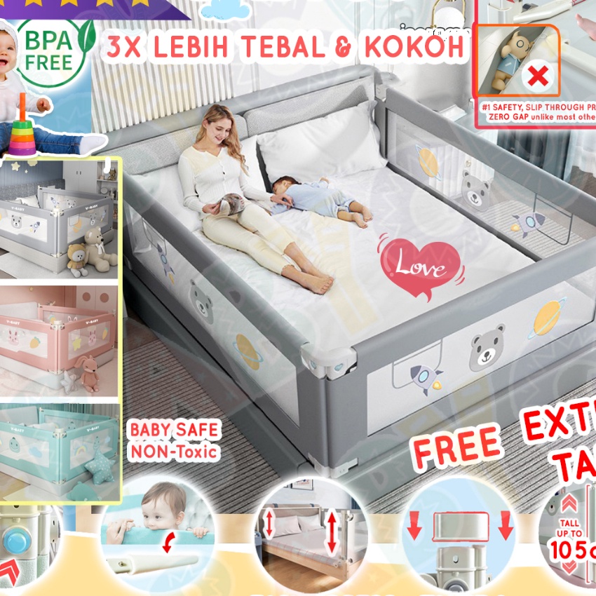 [WZ-♫☞8) Baby Bedrail Bed Guard Rail Pagar Bayi Anak Pengaman Kasur Tempat Tidur Anak Safety Bumper Bed bayi baby boxsiiap.dikirim
