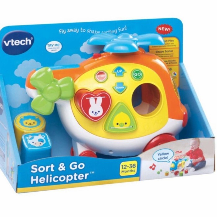 DISKON SPESIAL VTECH SORT & GO HELICOPTER YELLOW CIRCLE MAINAN ANAK 12-36 MONTHS NEW TERBARU