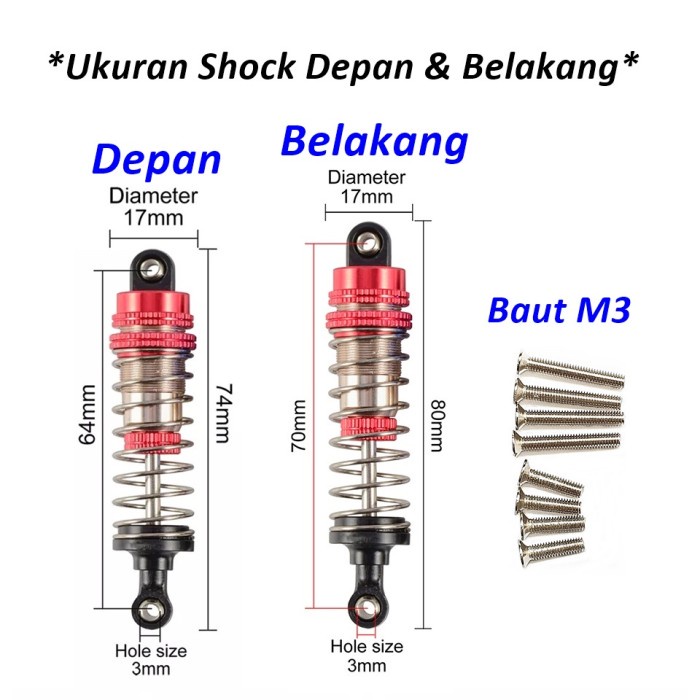 MUST HAVE SHOCK ALUMINUM ALLOY 124017 124019 BUGGY RC CAR TERBARU