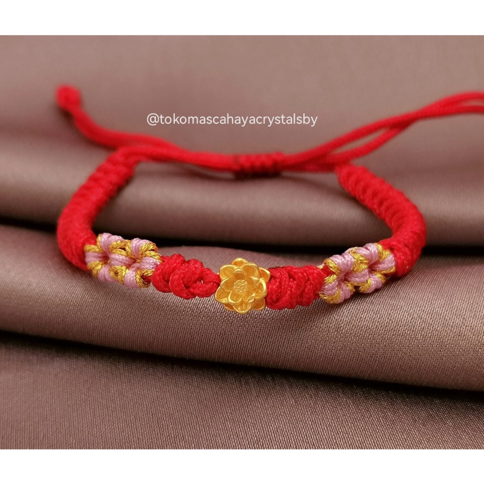 Promosi MenarikHh6H1 Gelang Charm Teratai Lotus Emas kadar 24k HK Hongkong 999.9% 9999 & Gelang Seru