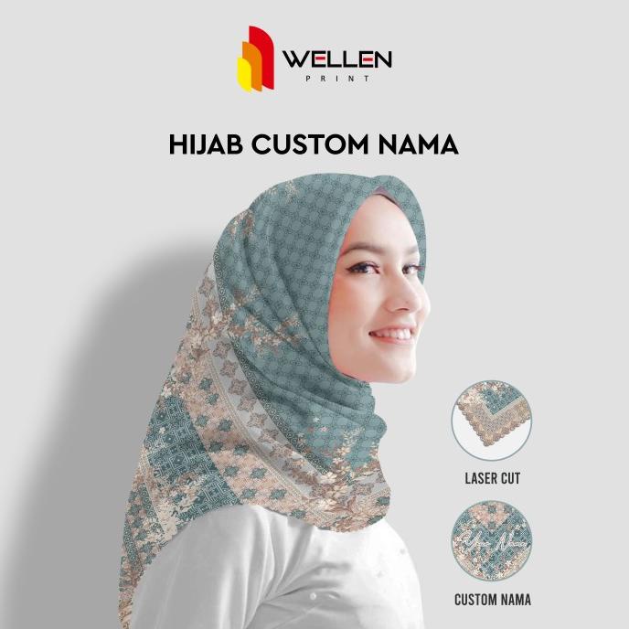 Sale Cetak Hijab scarf voal ultrafine premium / jilbab custom nama logo Termurah