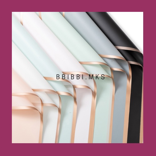 

[Ecer] Cellophane List Gold Flower Wrap - Kertas Buket Waterproof Korea Style - Flower Wrapping Paper Transparent Cellophane Florist