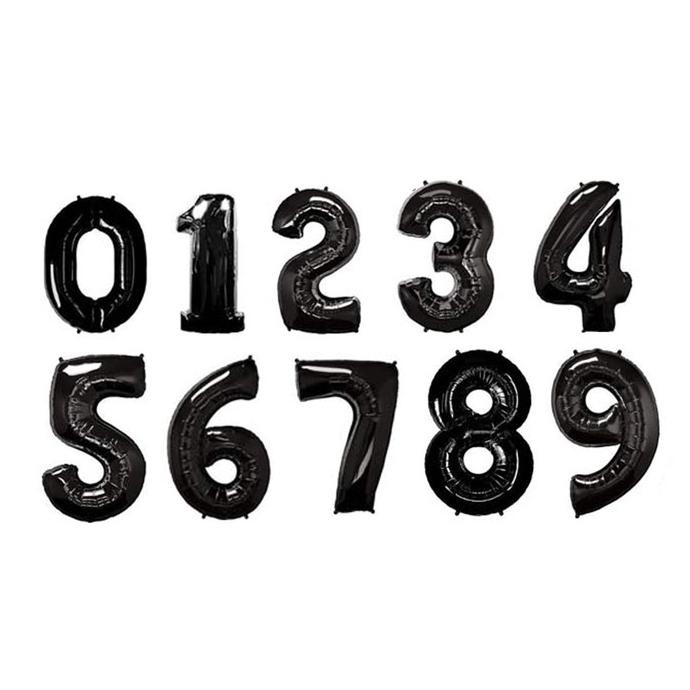 *:*:*:*:*] Balon Foil Angka Hitam 60cm