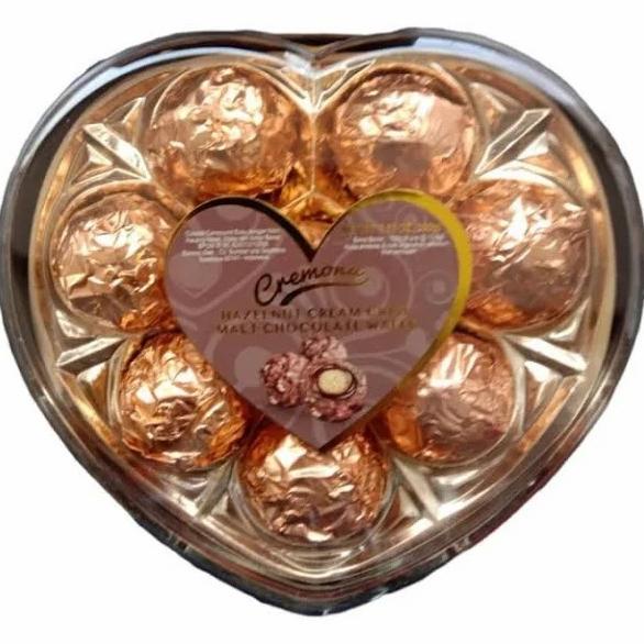 

#@#@#@#@] Cremona Hazelnut Cream Crisp Malt Chocolate Wafer Heart T8