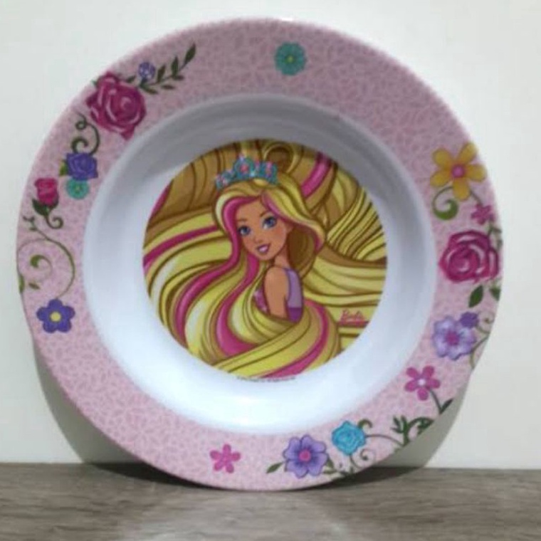 Stok Terbatas.. (keluargastore)Promo Piring makan melamine asli  9inch  karakter anak Barbie by onyx