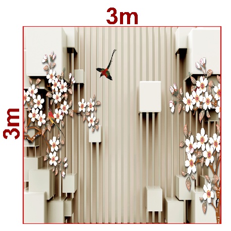 WALLBANNER/WALLPAPER 3DIMENSI Gb BUNGA COKLAT GARIS BURUNG ukuran besar