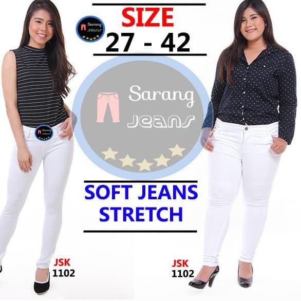 [SIZE 35-42] Celana Panjang Skinny Jeans Wanita PUTIH SoftJeans Big