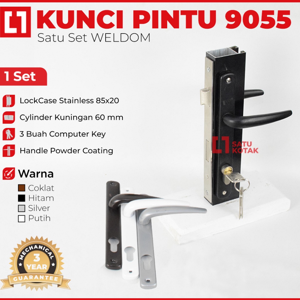 BIG SALE Handle Kunci Gagang Oval Pintu Swing Aluminium Kecil 9055 Set - Weldom