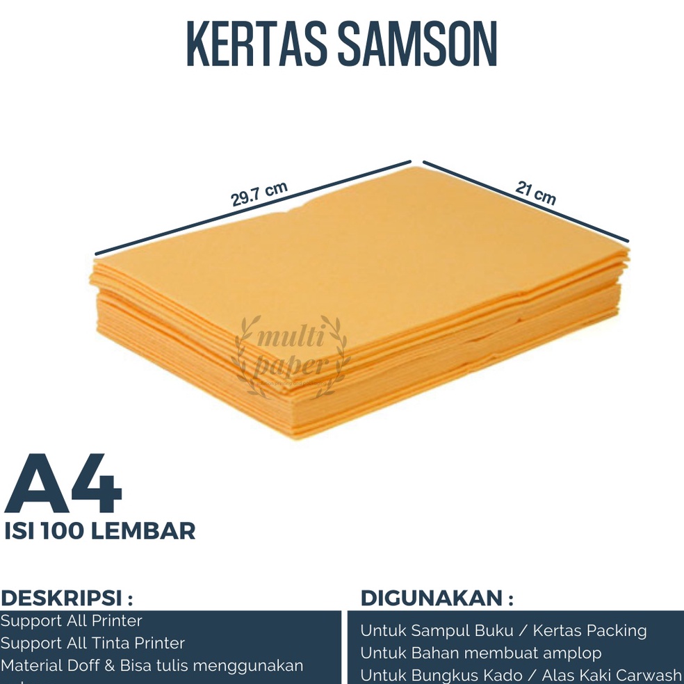 

[PRODUK I6L0A100] Kertas Samson A4 isi 100 lembar / Kertas Samson Cokelat A4 / Kertas Samson Coklat A4 ✻Big Sale