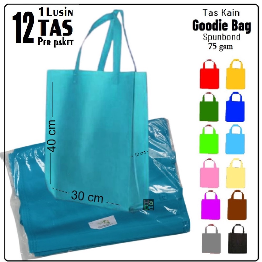 

1 Lusin isi 12 Tas Kain Spunbond / Goodie Bag Tali Ukuran L = 30x40 cm ntuk Kantong Belanja Lipat Serbaguna, Bingkisan Souvenir Sembako, Idangan Nasi Kotak Hajatan / Pernikahan, Box Goody bag Berkat Besek Syukuran / Tasyakuran Lusinan Murah 30x40x10 ✶B