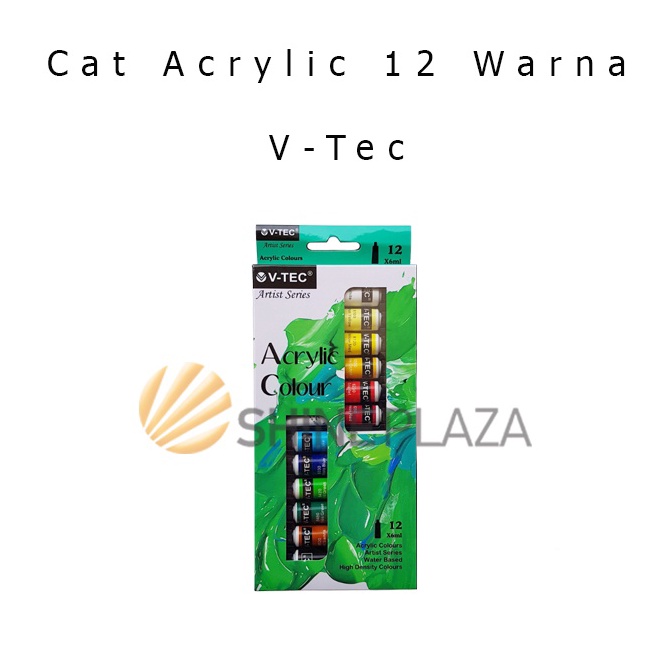 

➝ Cat Acrylic V-Tec 12 Warna Colors - Cat Akrilik V Tec Paint Set VT-612A 88avd