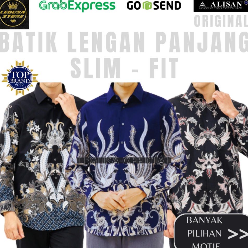 ➶⁎✶ Alisan Kemeja Batik Printing SLIMFIT Lengan Panjang