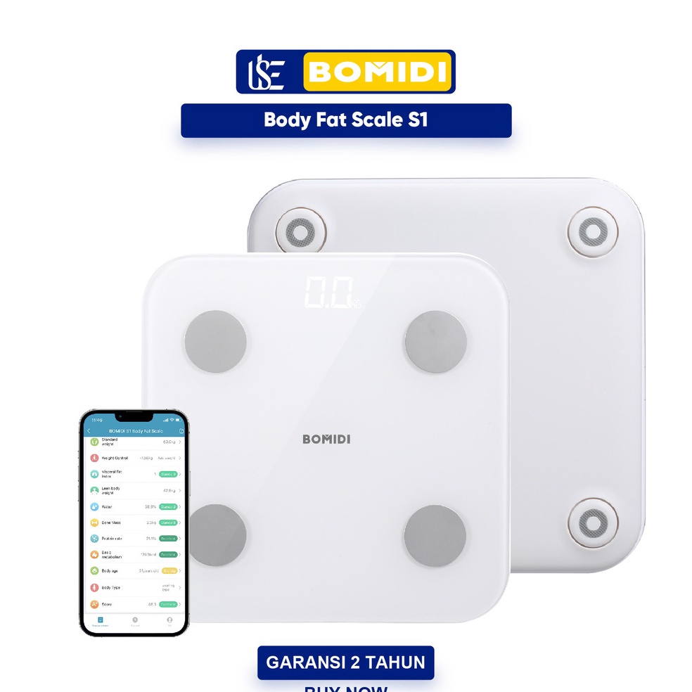 ↰ Bomidi S1 Smart Scale Body Fat Scale W1 Timbangan Badan Weight Scale ㅈ