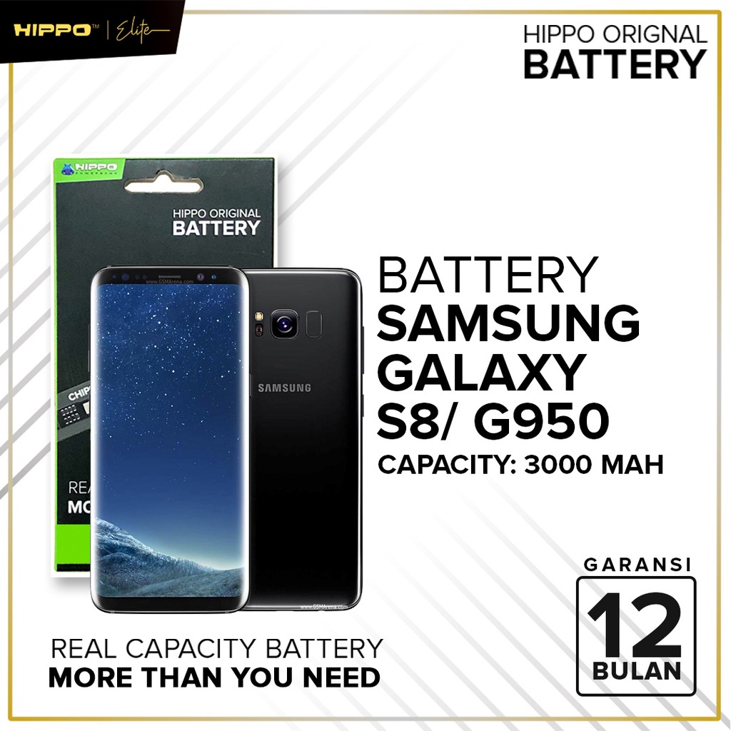 Hippo Baterai Samsung Galaxy S8 / G950 3000mAh Original Batere Premium Batu Batre Batrai Handphone Garansi Resmi
