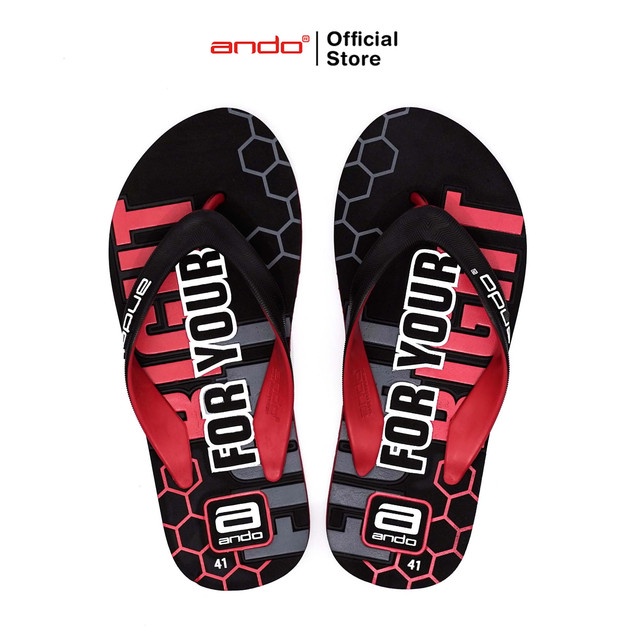 Ando Official Sandal Jepit Dna 02 Pria Dewasa - Hitam/Merah