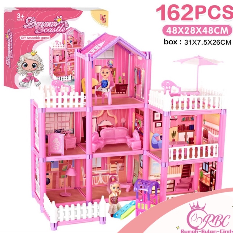 siap kirim.. COD 162PCS Mainan Princess Castle House Rumah Rumahan Doll House Barbie Play House Kado