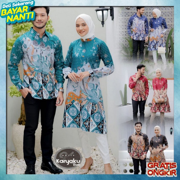 Baju Atsan Couple Terbaru Tunic Kemeja Btik Sarimbit Kouple Tunik Sarimbit Kopelan Pesta Kondangan T