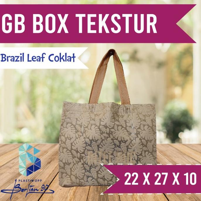 

] Goodie Bag Standing Handle Tekstur 22x27x10 Tas Spundbond Alas Kotak