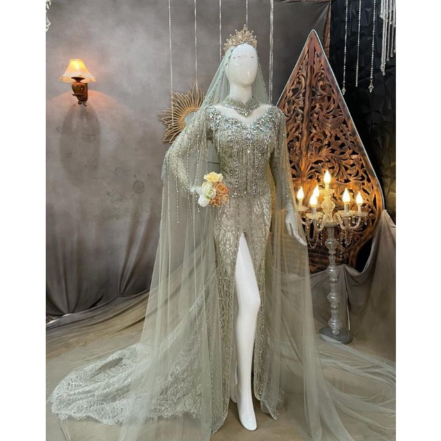 GAUN DRESS MODERN//KEBAYA PENGANTIN AKAD BELAH//KEBAYA MUSLIMAH//KEBAYA JUMBO