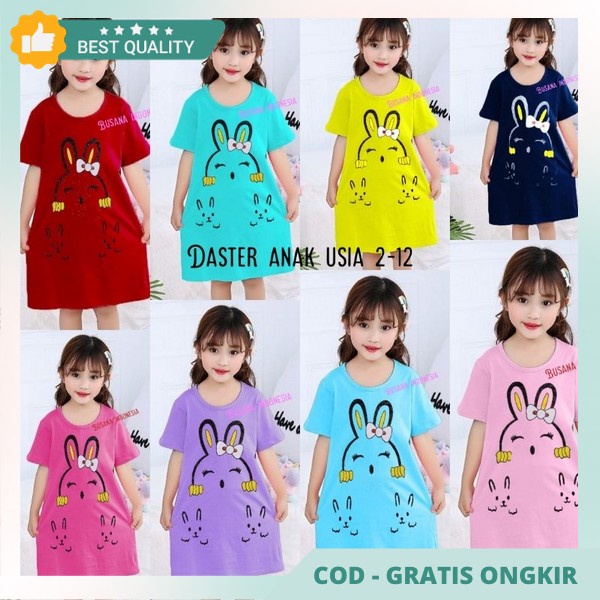 Kaos Anak Prempuan Terusan Amak Perempuan Santai Baju Tunik Kids Terbaru 2023 Dres Snak Lucu 1-10 Ta